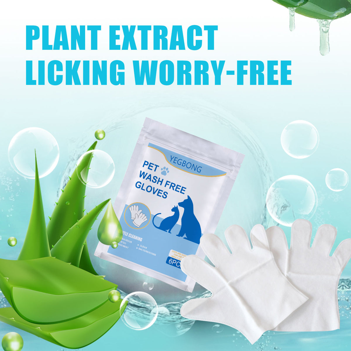 Pet Cleaning Gloves for No-Bath Gentle Cat Grooming