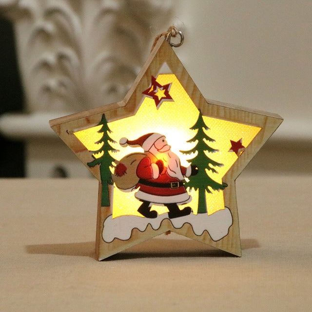 Wooden Christmas Ornaments With Warm Luminous Glow