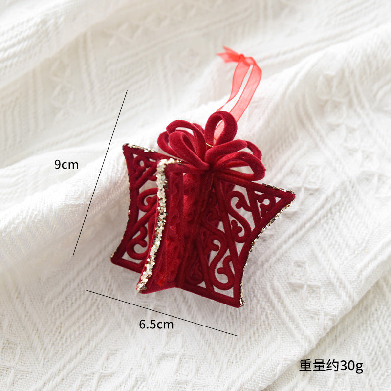 Christmas Reindeer Ornament with Red Flocked Detail
