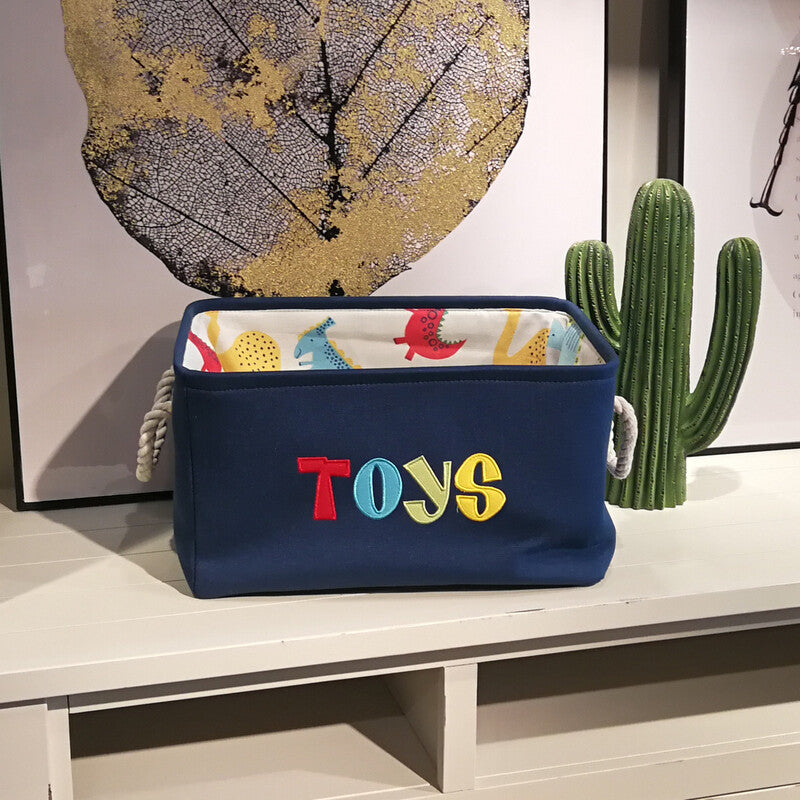 Foldable Dinosaur Canvas Toy Storage Basket for Kids' Room