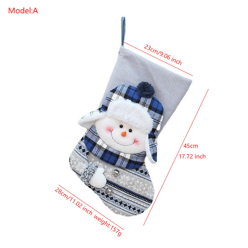 Christmas Stocking Gift Bag | Cozy Snowman Tree Decor