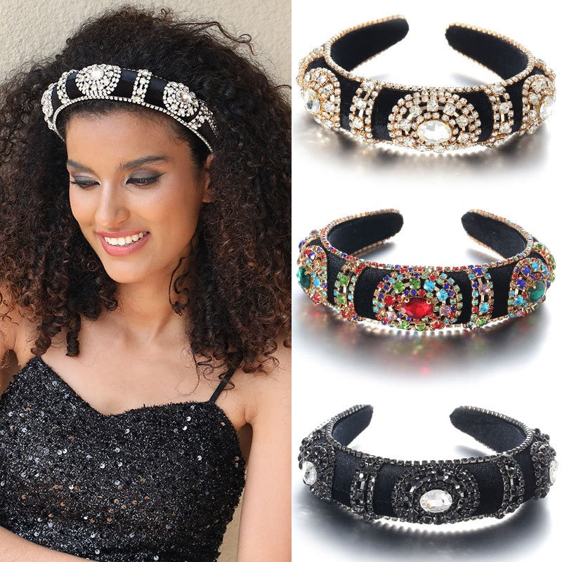Jeweled Velvet Hair Hoop For Glamorous Occasion Style