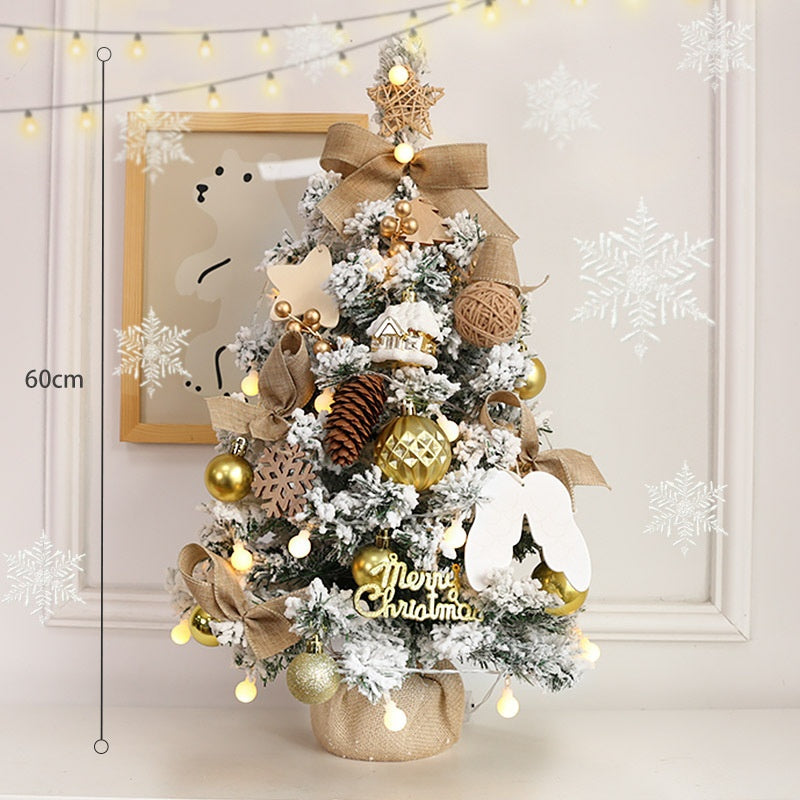 Mini Christmas Tree Decoration With Warm Lights & Ornaments