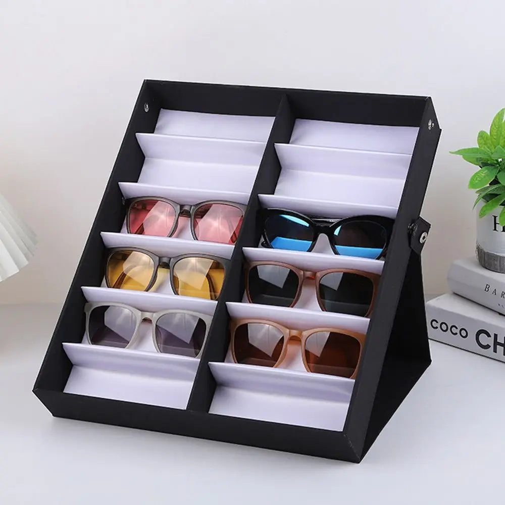 Handheld Sunglasses Case for 12 Pairs with Display Tray