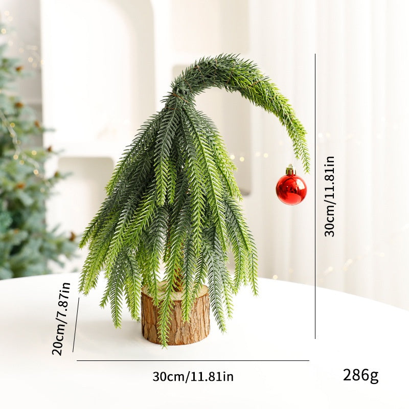 Christmas Tree Pot Decor with Red Berries for Tables