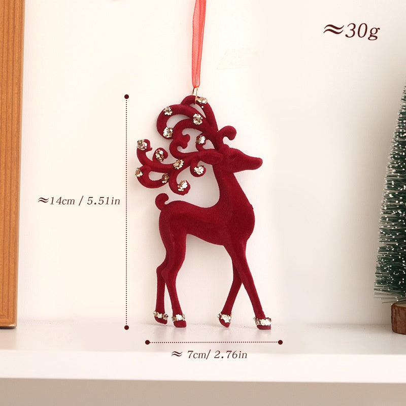 Velvet Red Christmas Ornaments With Sparkling Details