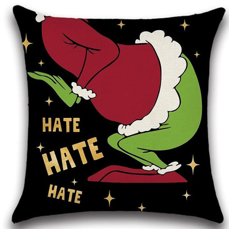 Christmas Pillow Cover – Grinch Holiday Sofa Decor