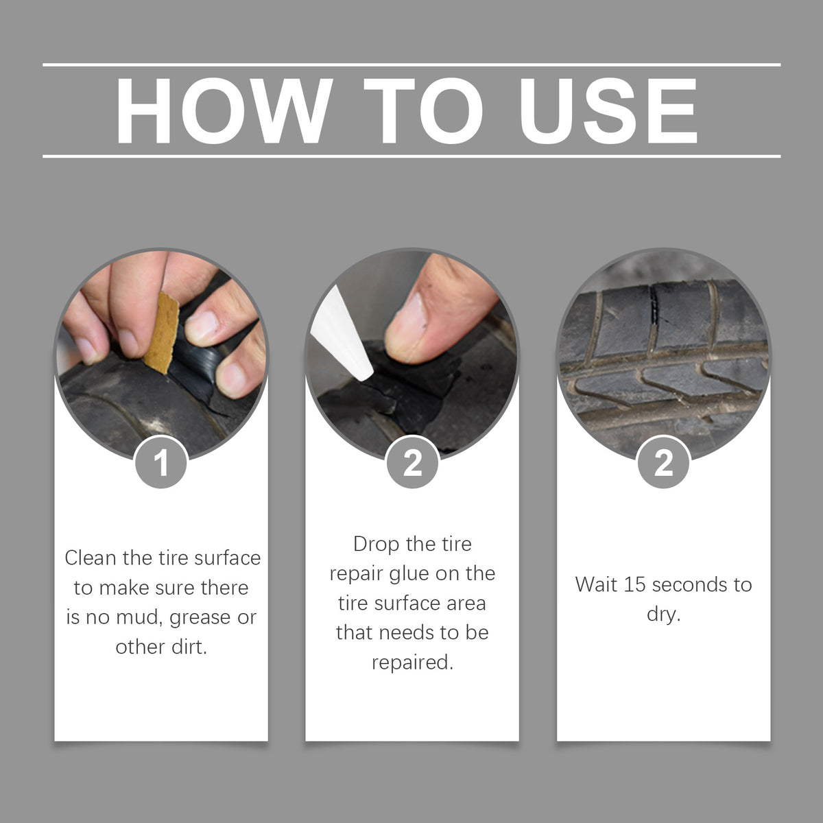 Automotive Tire Repair Glue for Quick Crack Sealing