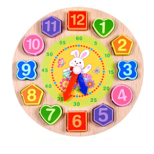Wooden Clock Puzzle Toy for Learning Time & Numbers