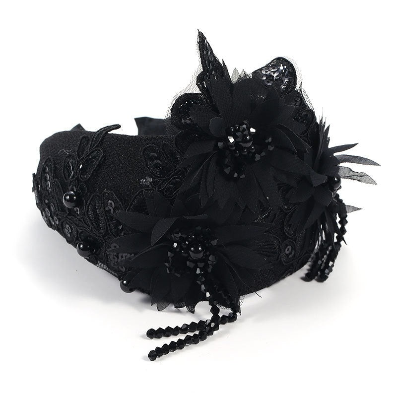 Embroidered Crystal Flower Headband for Romantic Events