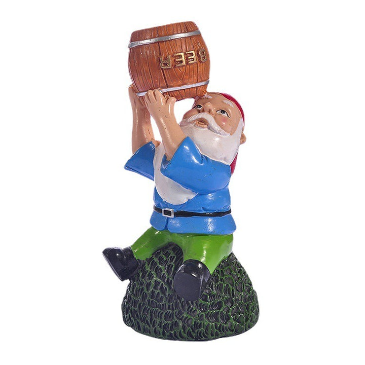 Beer Barrel Gnome Garden Statue for Fun Yard Decor