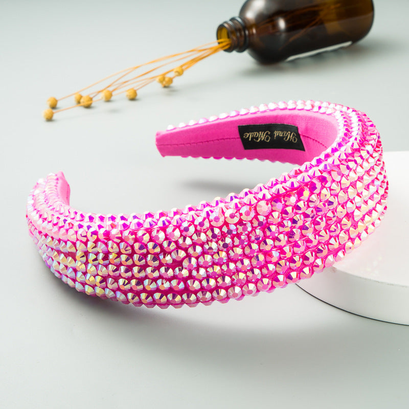 Wide Brim Headband With Full-Drill Sparkle Design