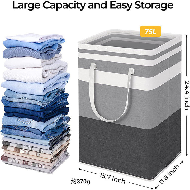 Collapsible Laundry Hamper 75L, Stands Upright When Empty