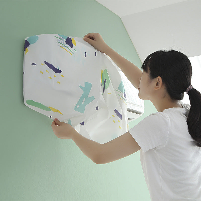 Wall AC Dust Cover Set with Fitted Decorative Print