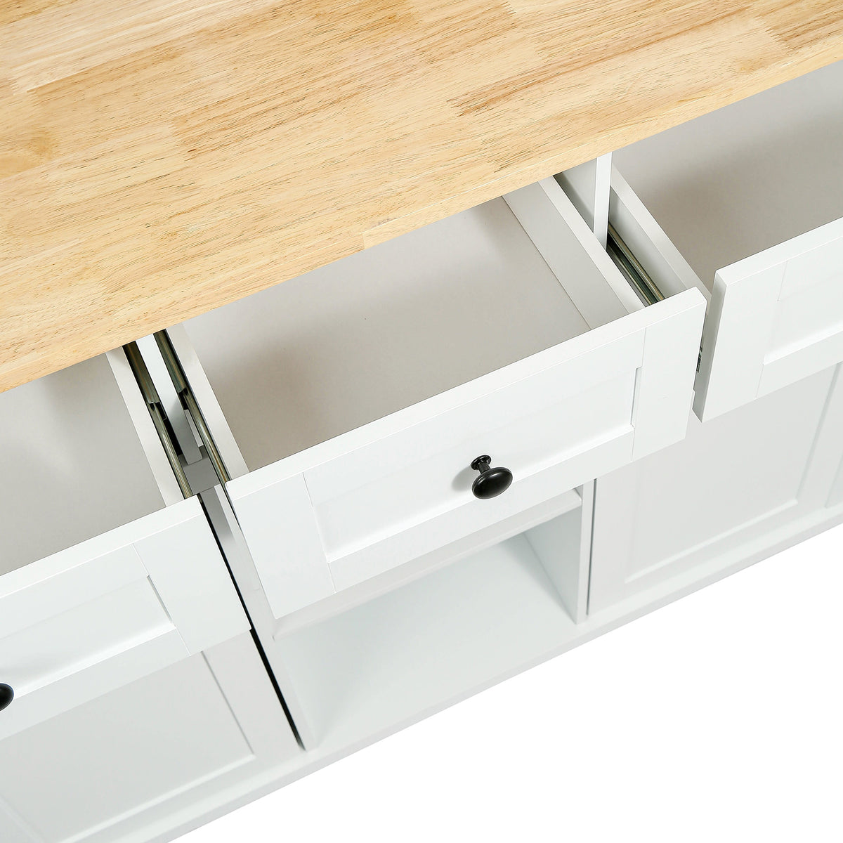 Rubber Wood Kitchen Island Cart with Drop Leaf Extensions