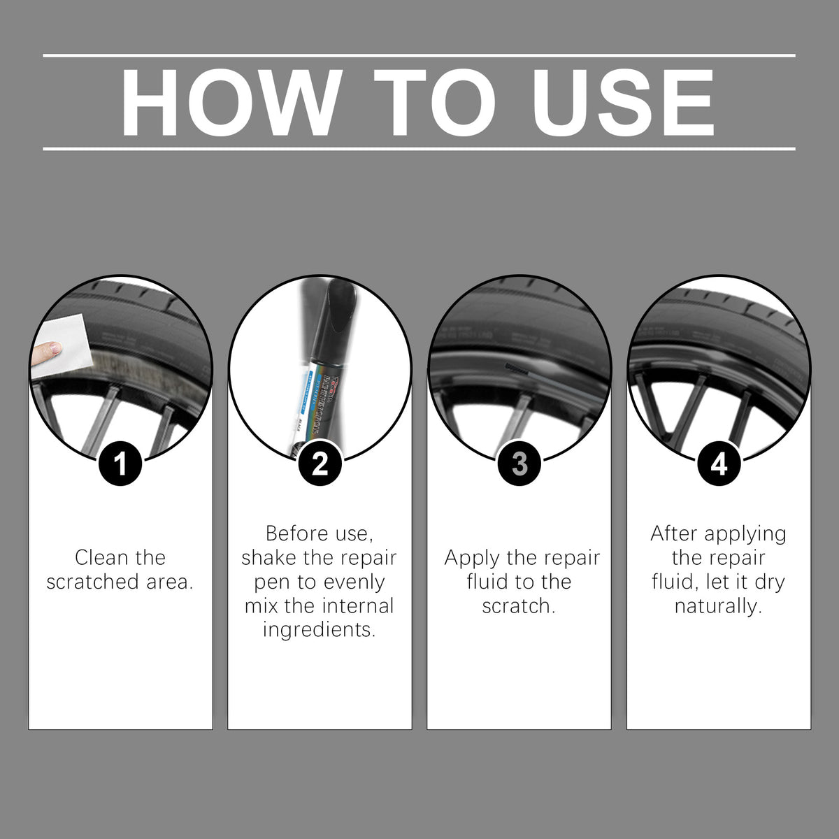 Black Wheel Scratch Repair Pen Set for Quick Touch-Ups