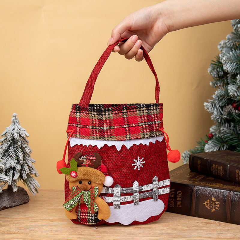 Christmas Gift Bag — Reusable Snowman Apple Design