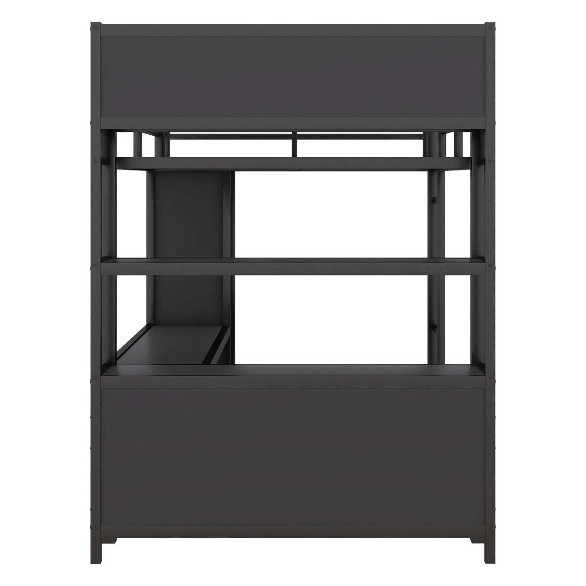 Full-Size Metal Loft Bed with Desk, Wardrobe & Storage