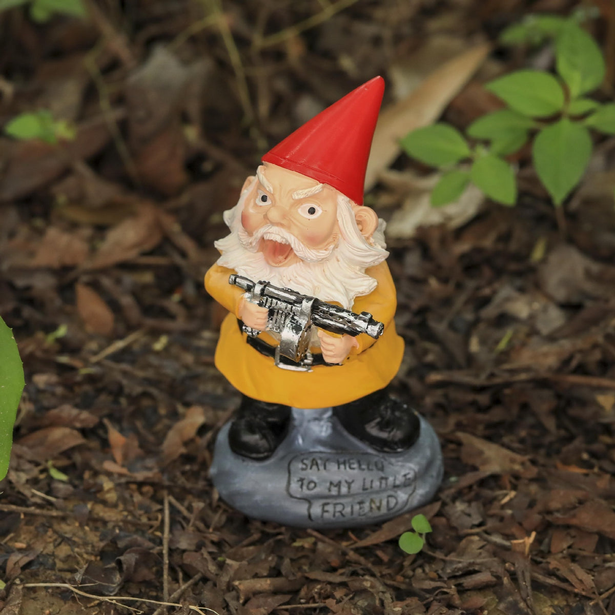 Funny Garden Gnome Statues with Gun Figurine Decor