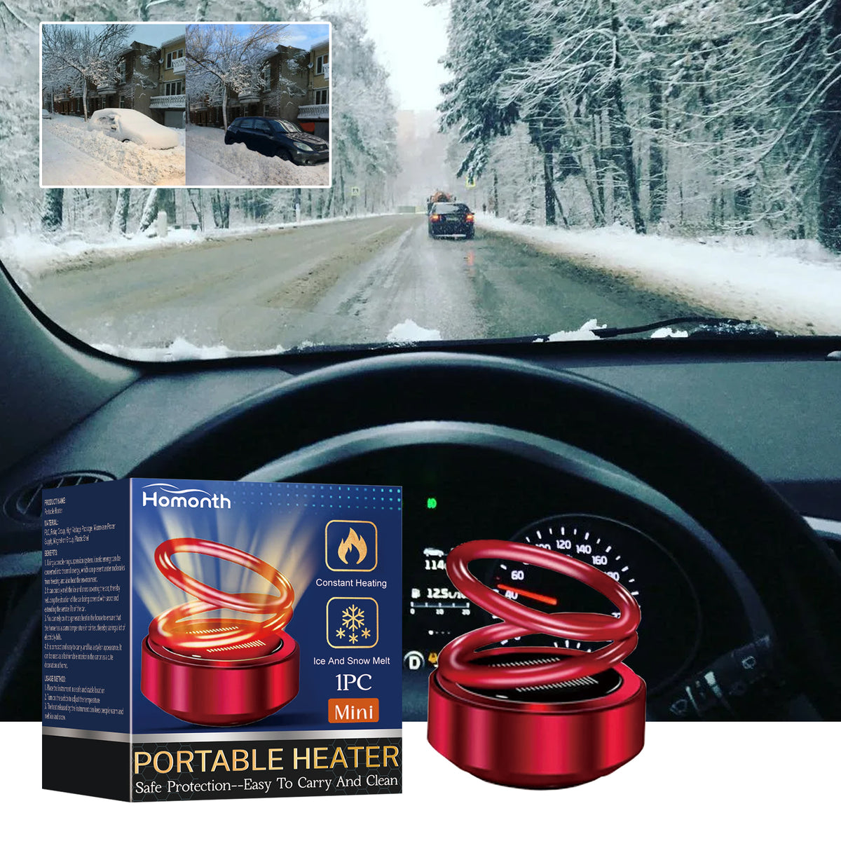 Portable Car Heater for Fast Windshield Defrosting