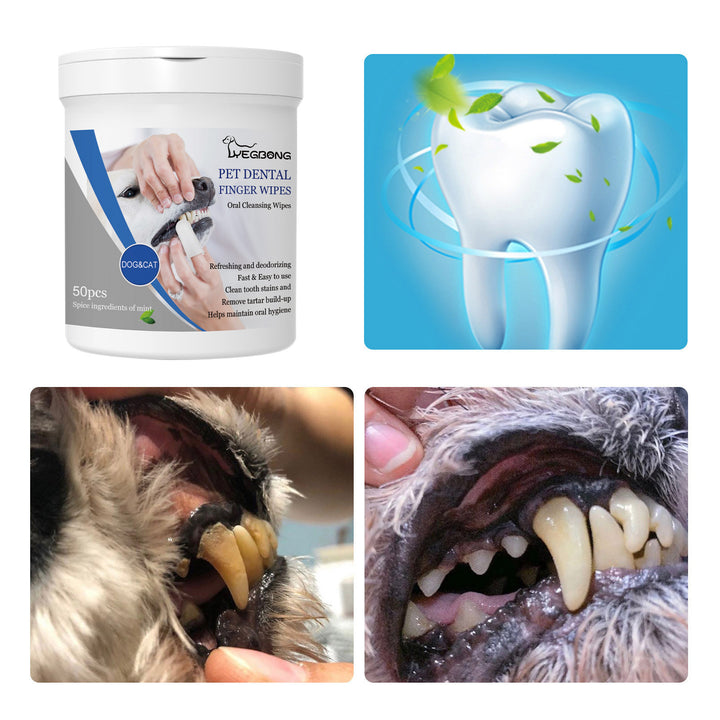 Pet Dental Finger Wipes for Fresher Breath & Cleaner Teeth