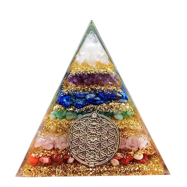 Seven-Color Orgone Pyramid for Meditation Space Decor
