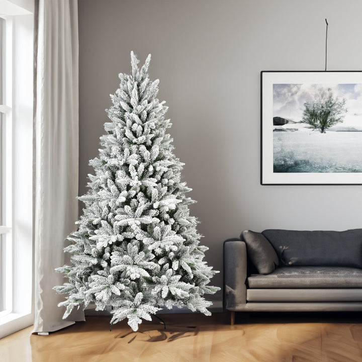 7-Foot Flocked Christmas Tree for a Snowy Holiday Display