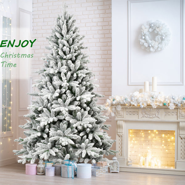 7-Foot Flocked Christmas Tree for a Snowy Holiday Display