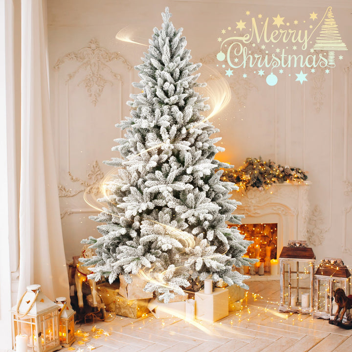7-Foot Flocked Christmas Tree for a Snowy Holiday Display