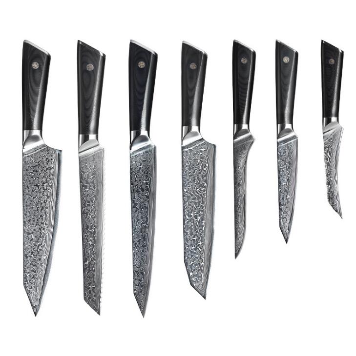 7-Piece Damascus Knife Set, VG10 Steel, Long-Lasting Edge