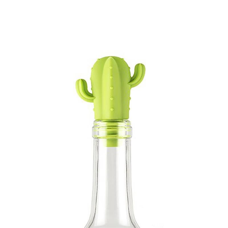 Cactus Silicone Wine Stopper & 6 Glass Drink Markers