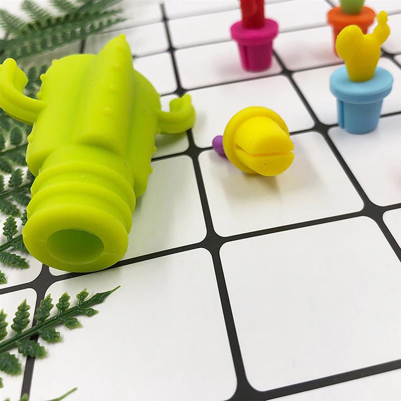 Cactus Silicone Wine Stopper & 6 Glass Drink Markers