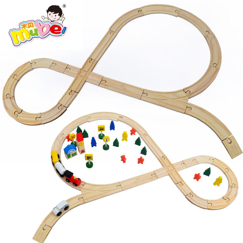 48-Piece Wooden Railway Track Set for Creative Play