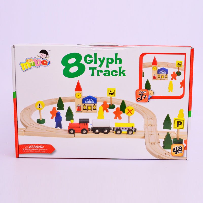 48-Piece Wooden Railway Track Set for Creative Play
