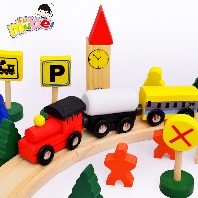 48-Piece Wooden Railway Track Set for Creative Play