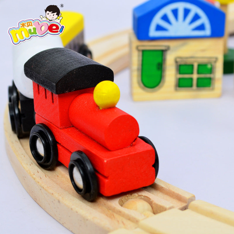 48-Piece Wooden Railway Track Set for Creative Play