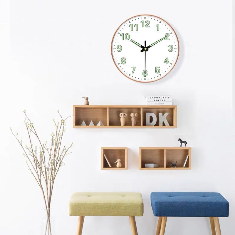 20CM Minimalist Wall Clock With Luminous Green Numerals