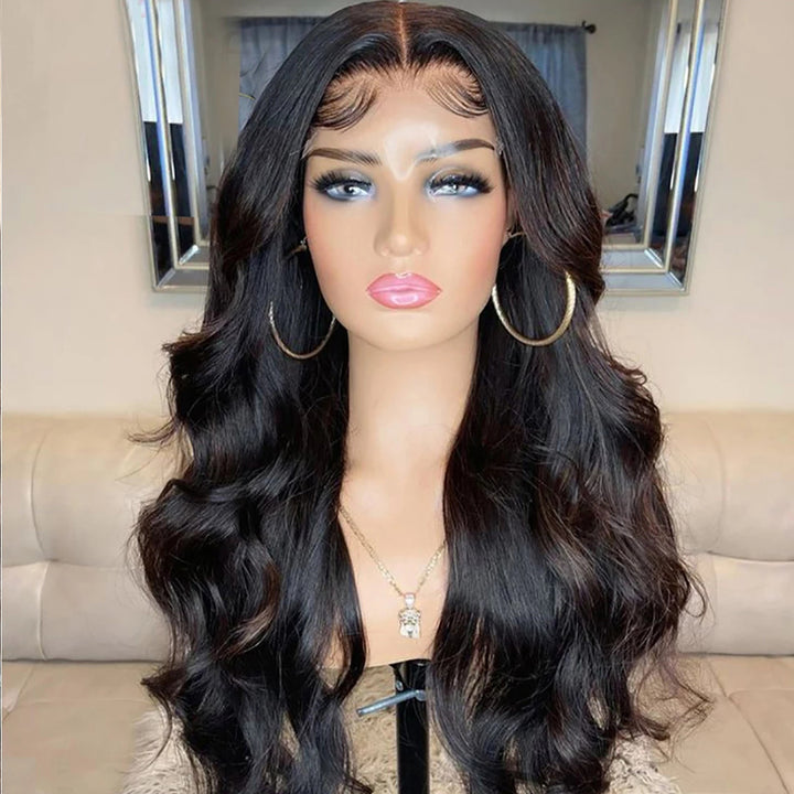 Long Deep Wave Synthetic Wig With Bangs | Glossy Volume