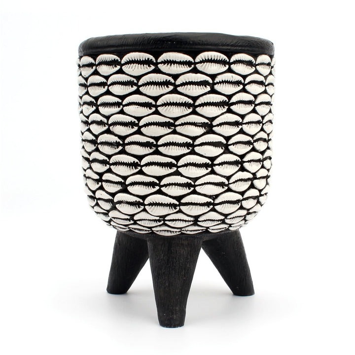 Cowrie Shell Pen Holder Tube, Ceramic Tripod Desk Decor
