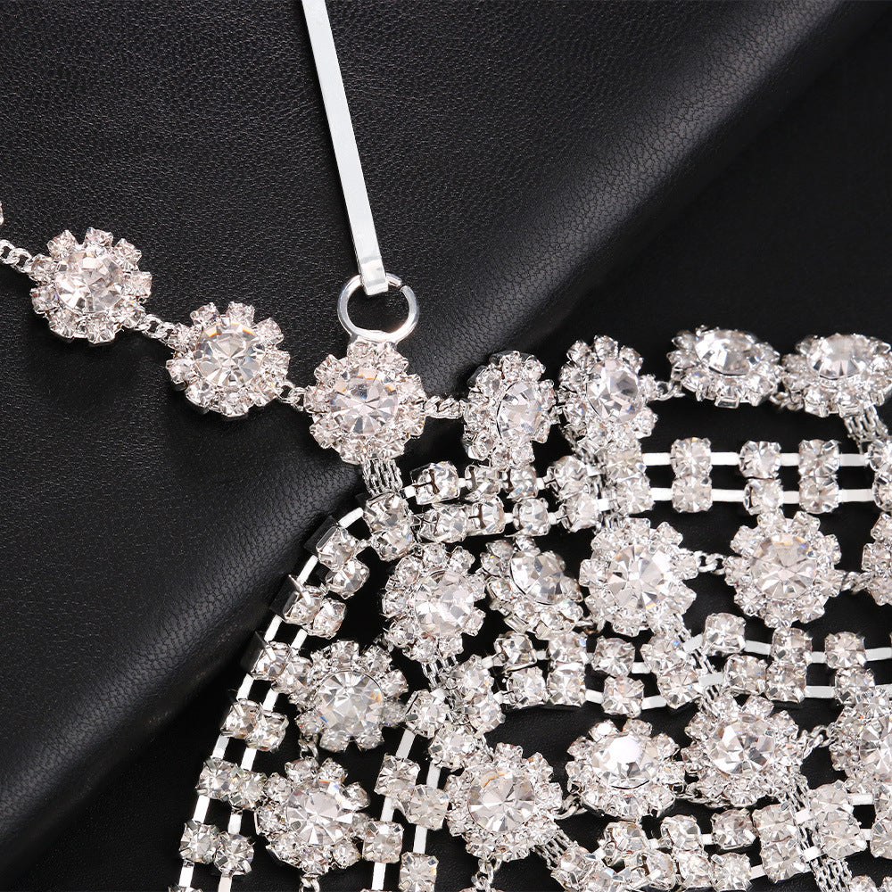 Bridal Hair Chain With Crystal Forehead Draping Jewelry
