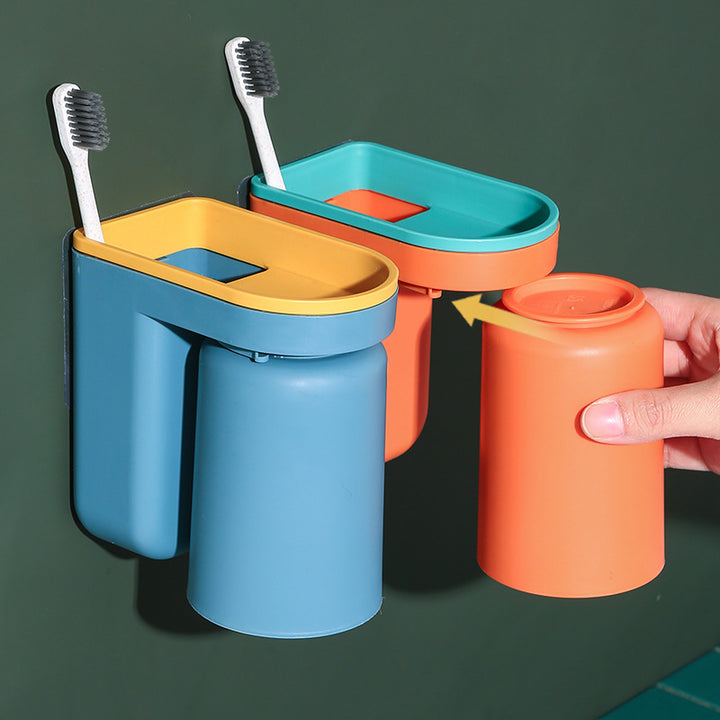 Wall Mounted Toothbrush Holder With Rinse Cup