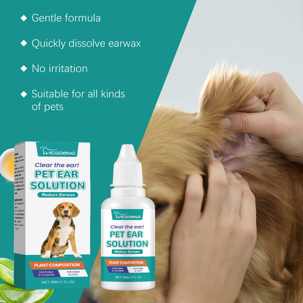 Pet Ear Wash for Cats & Dogs | Gentle Ear Cleaning