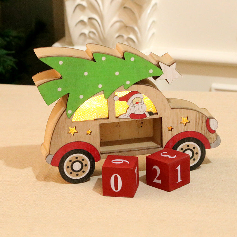Wooden Christmas Perpetual Calendar With Warm Lights