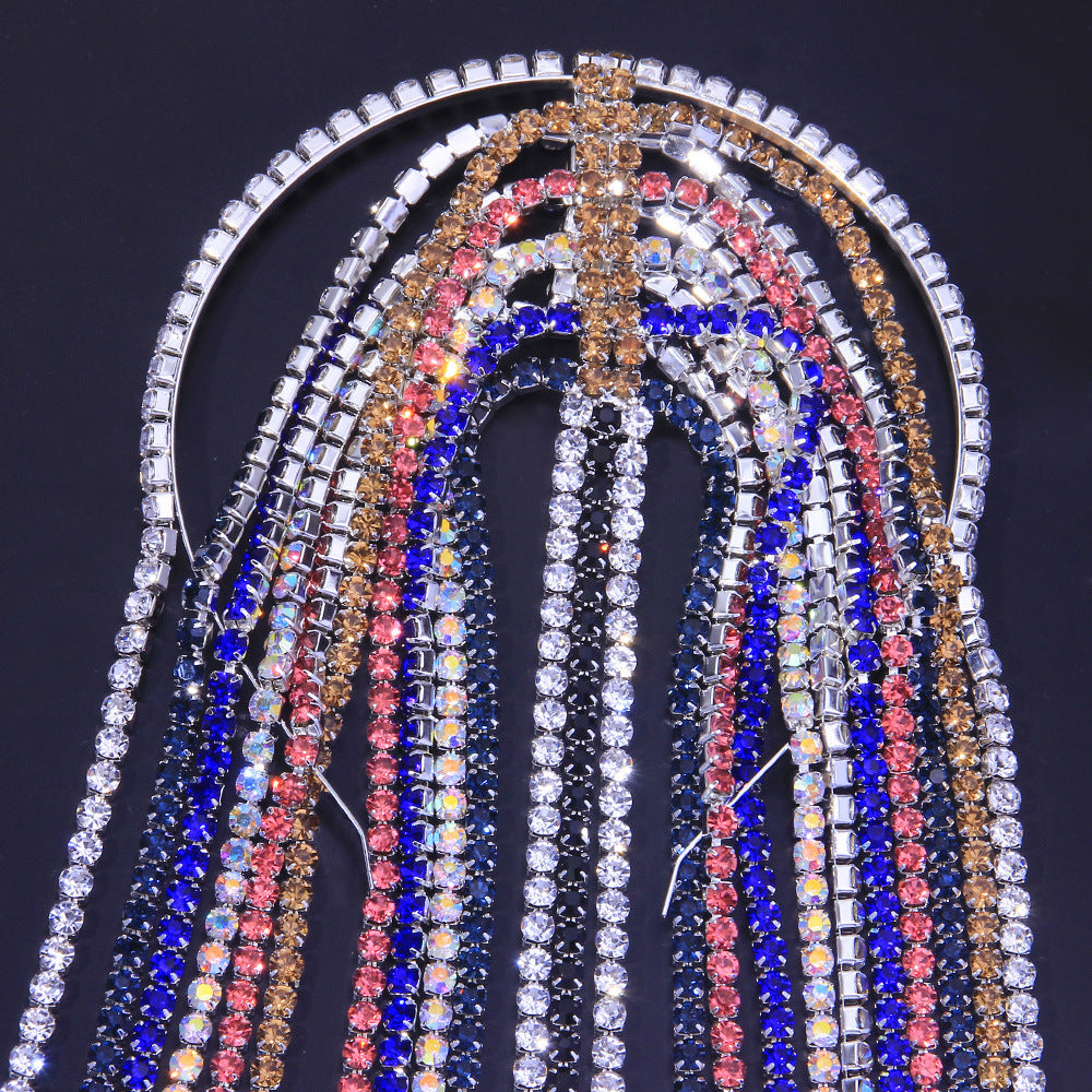 Rhinestone Tassel Headpiece for Dramatic Party Hair