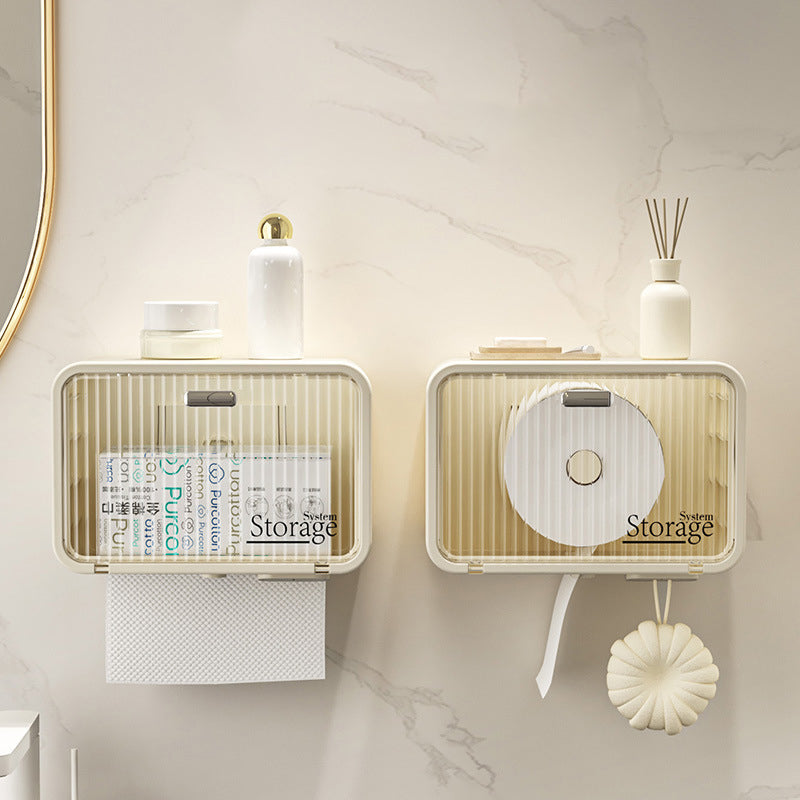 Wall-Mounted Towel & Cosmetic Storage Box, No Drilling