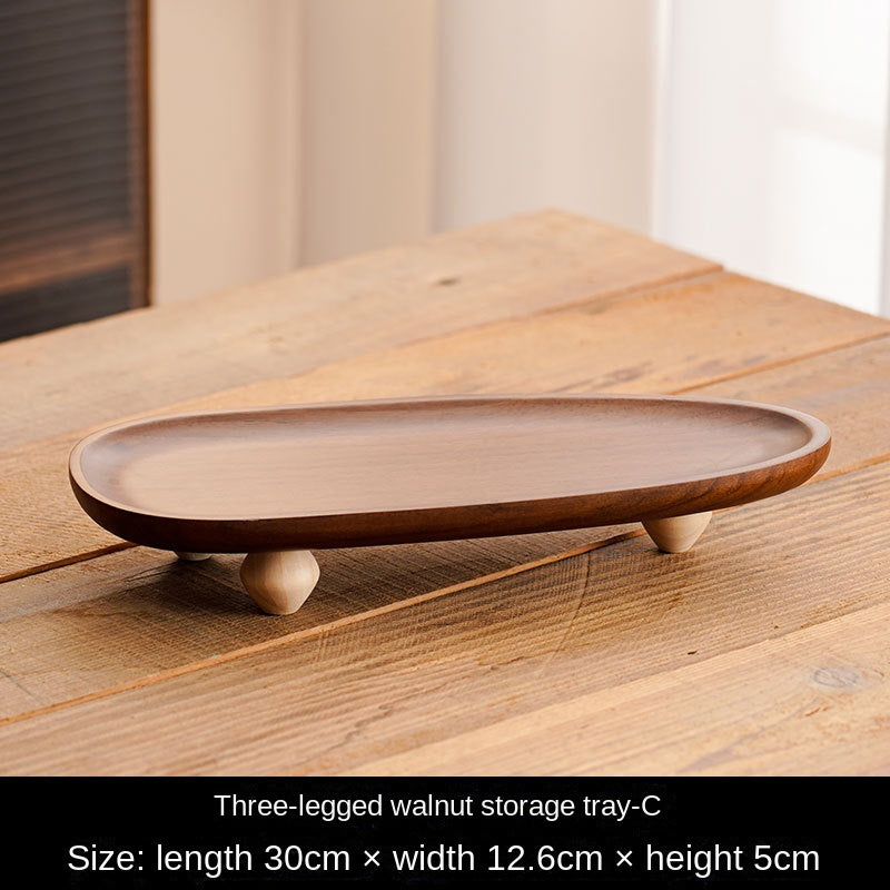 Walnut Wood Tray with Legs - Rustic Fruit & Snack Plate