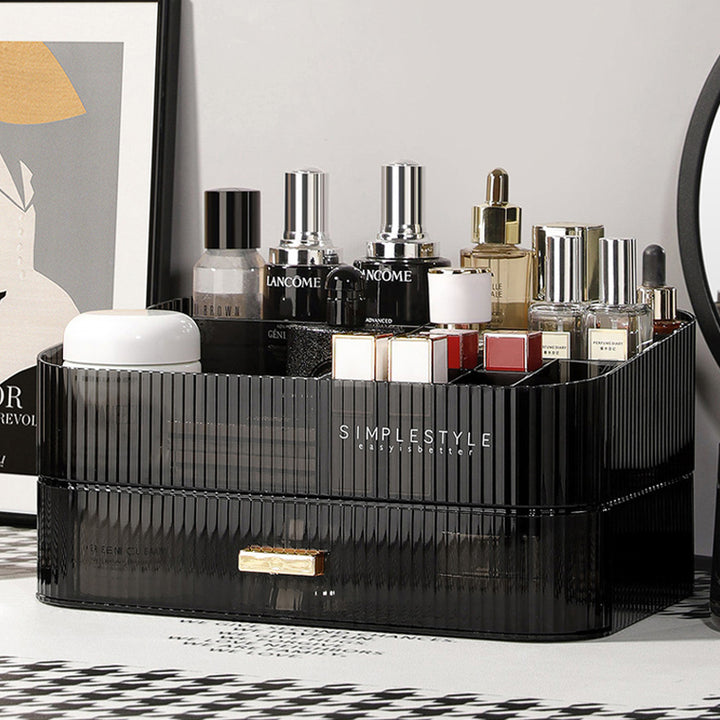 Acrylic Cosmetics Organizer with Hidden Drawer for Vanity