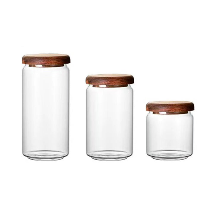Glass Storage Jars with Wooden Lids for Coffee & Tea