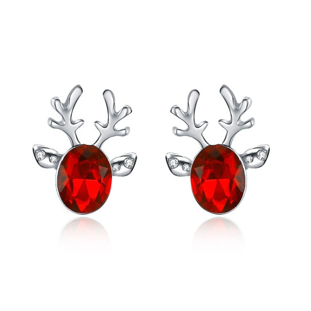 Reindeer Stud Earrings With Elegant Pearl Centerpiece