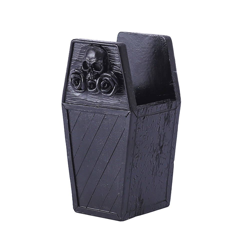 Gothic Coffin Desk Organizer for Pens and Makeup Brushes